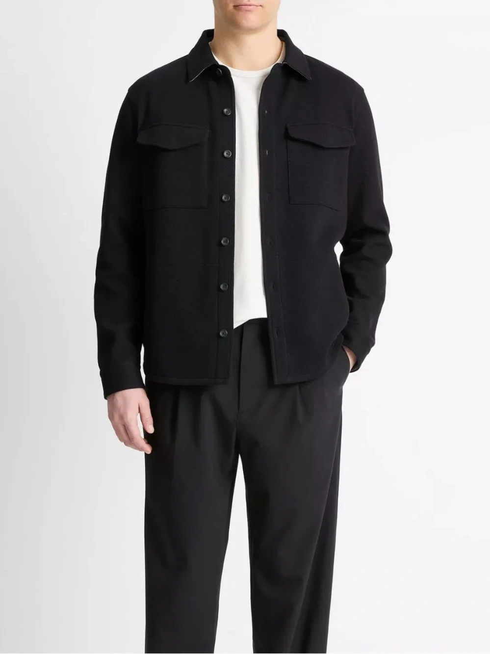 VINCE Splittable Wool-Blend Shirt Jacket Large